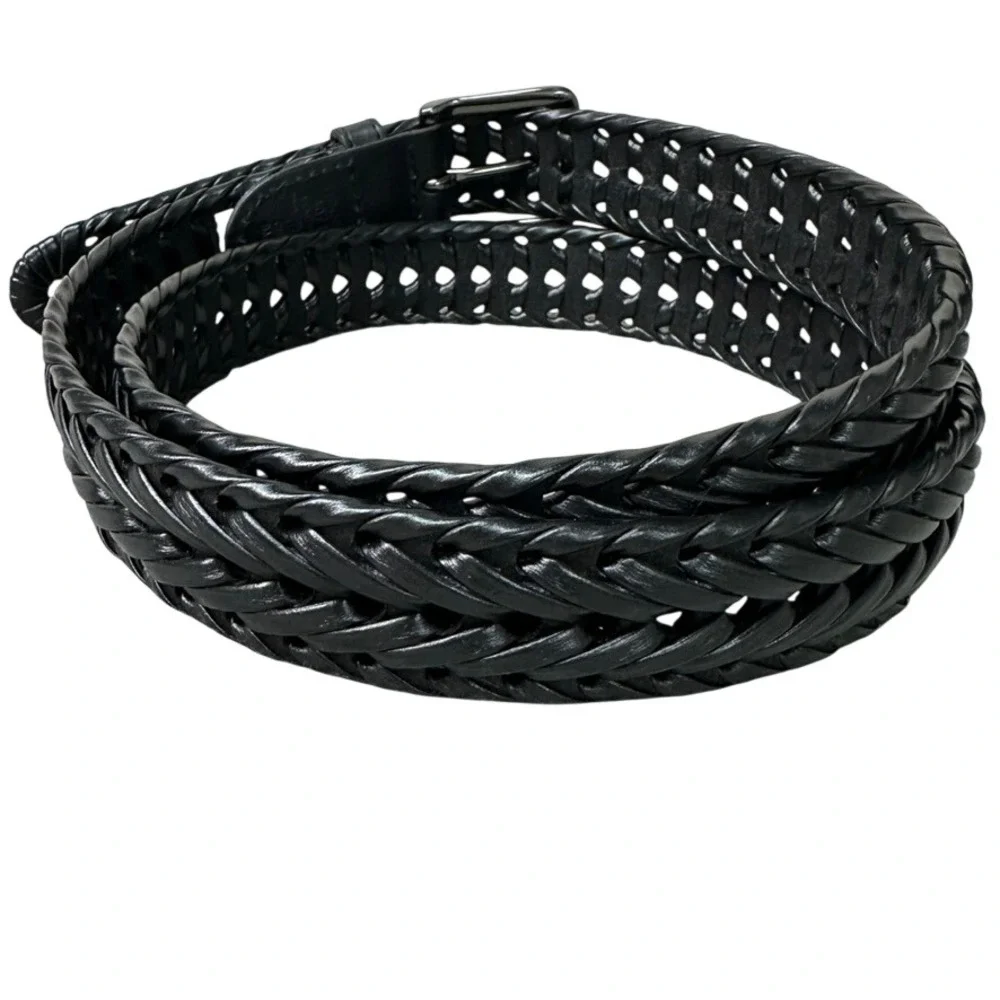 Dockers Mens Black Braided Woven Belt Silver Buckle 40/100 11DO0421